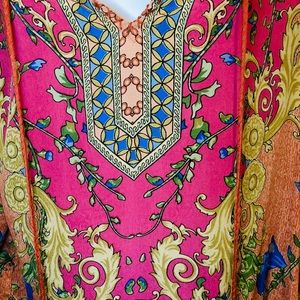 Tolani 100% Silk Dress Orange Multi Color 12617